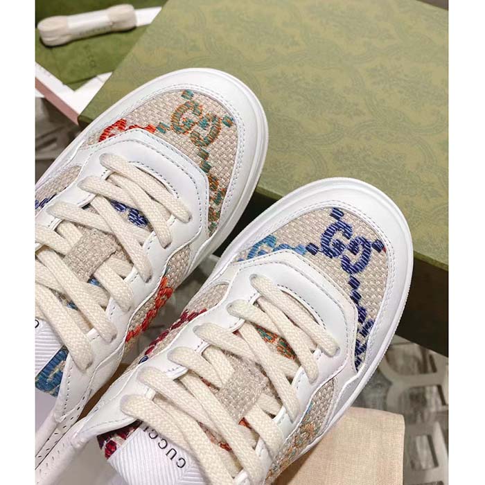Gucci Unisex GG Sneaker White Leather Mid Heel Interlocking G 5.6 Cm Heel