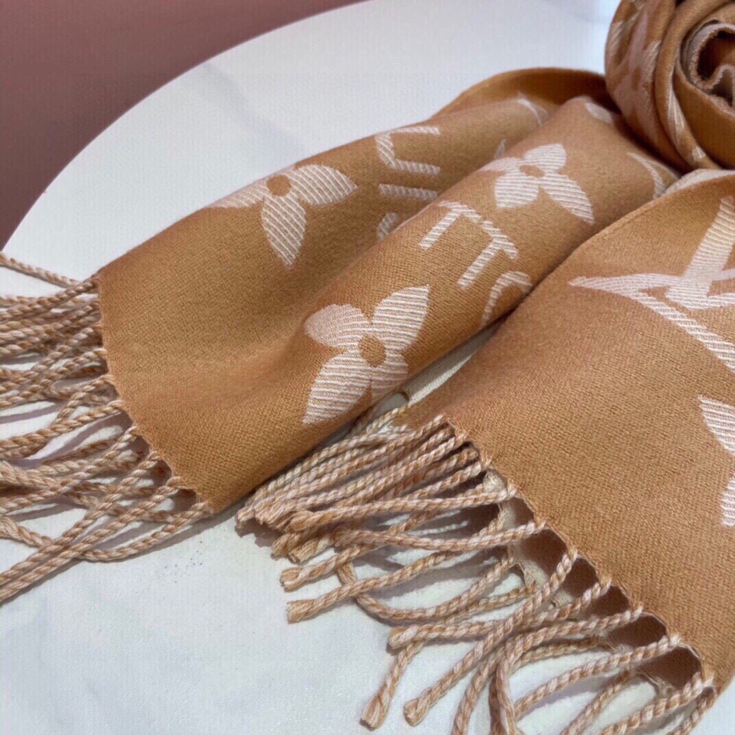 Louis Vuitton LV Unisex Essential Scarf Sandy Wool Contrasting Monogram Motif Signature