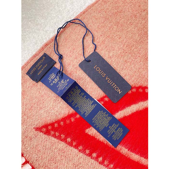 Louis Vuitton LV Unisex Precious Rabbit Reykjavik Scarf Red Cashmere Monogram Flowers