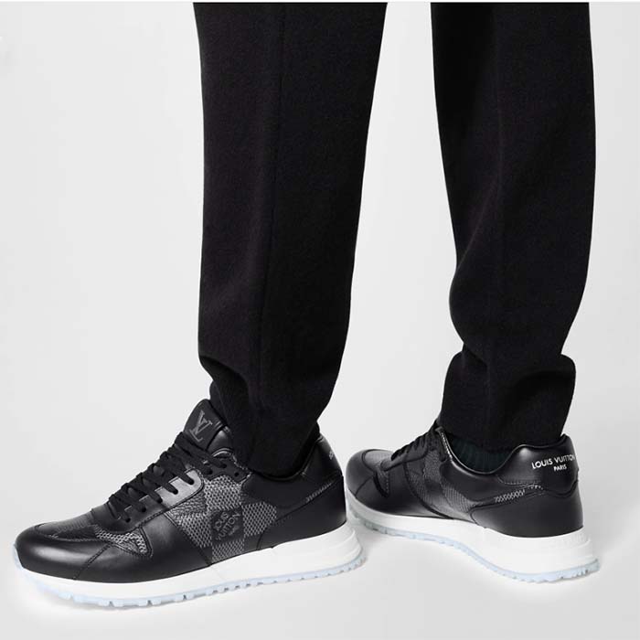 Louis Vuitton LV Unisex Run Away Sneaker Black Maxi Damier Embossed Grained Calf