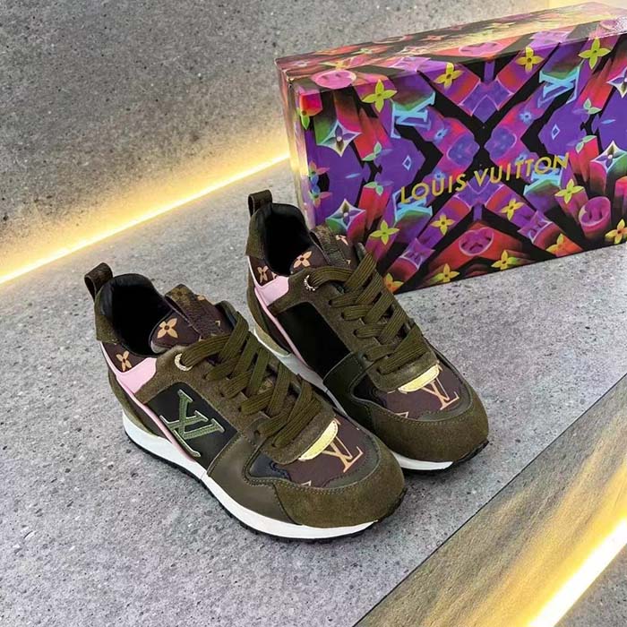 Louis Vuitton LV Unisex Run Away Sneaker Khaki Green Suede Calf Leather Monogram