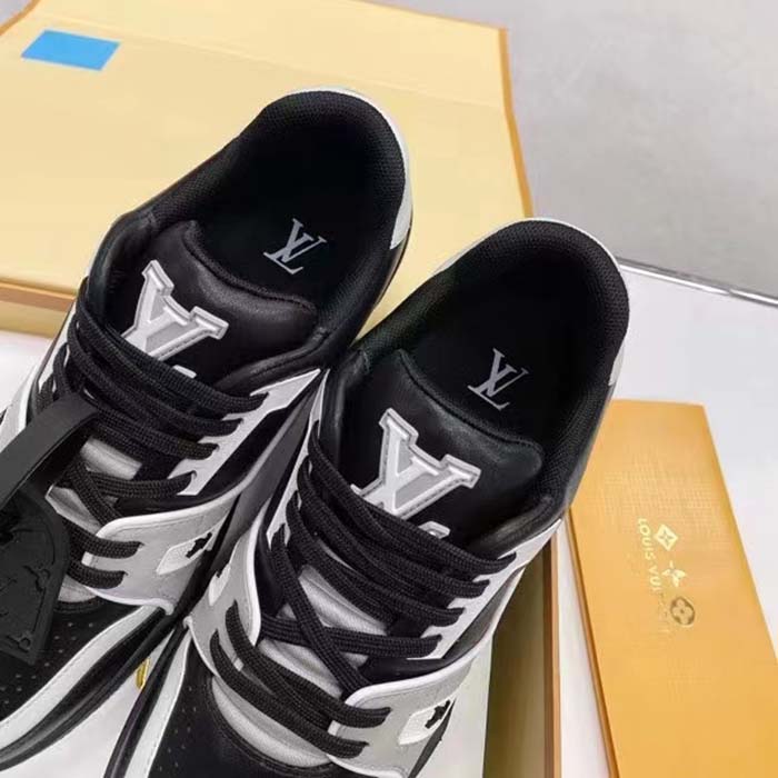 Louis Vuitton LV Unisex Trainer Sneaker Black Mix Materials Monogram Flowers