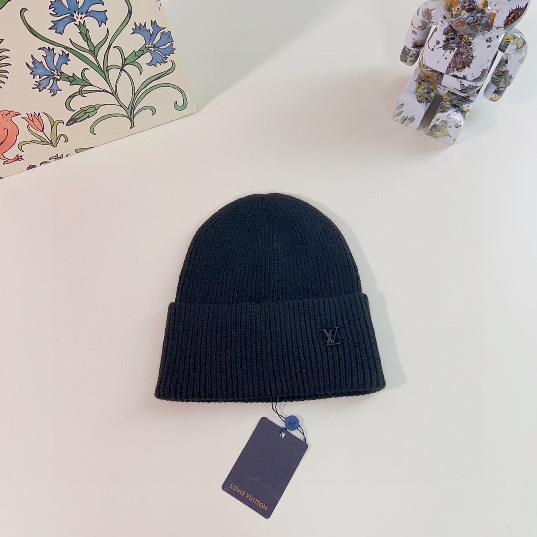 Louis Vuitton Unisex LV Ahead Beanie One Size Black Cashmere Initials