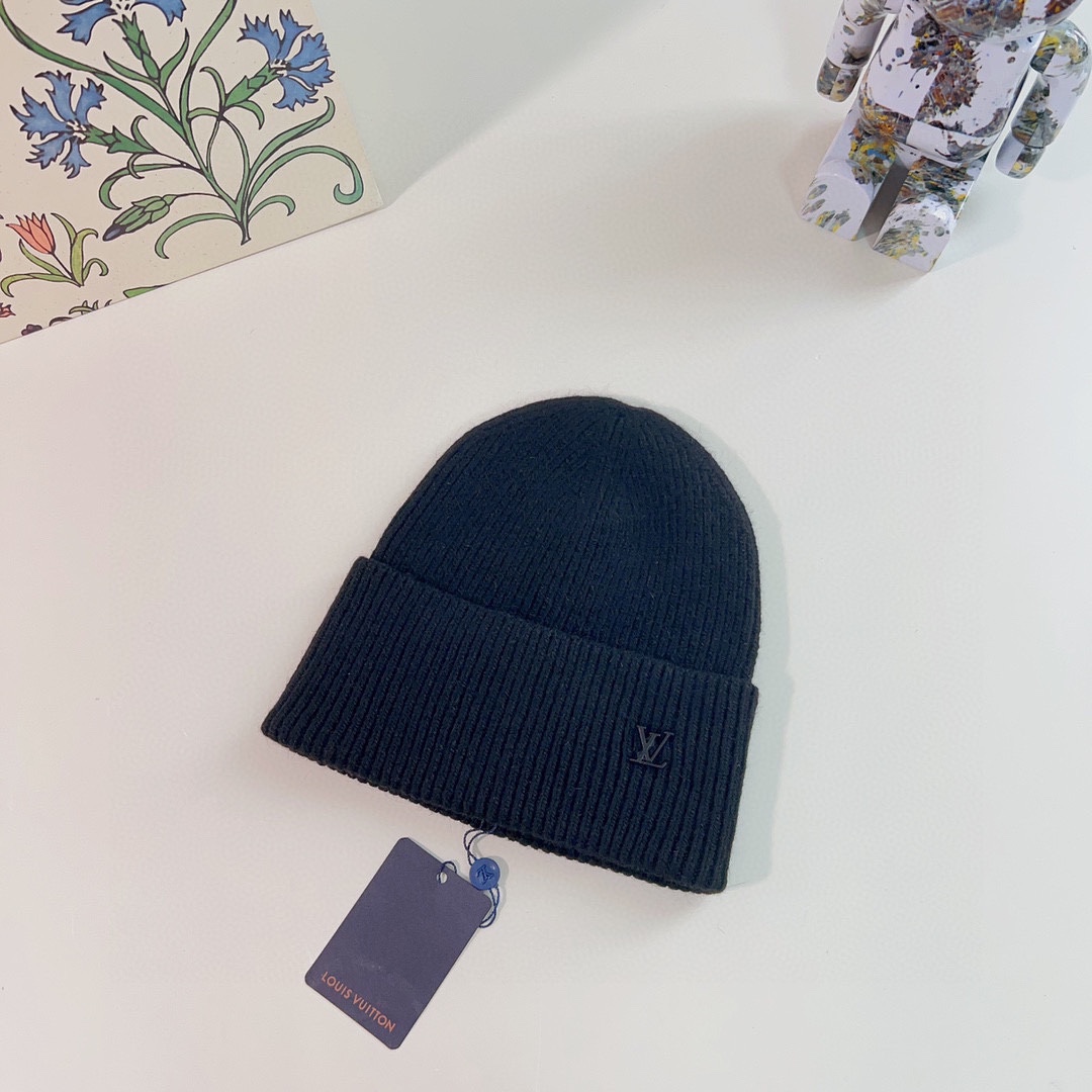 Louis Vuitton Unisex LV Ahead Beanie One Size Black Cashmere Initials