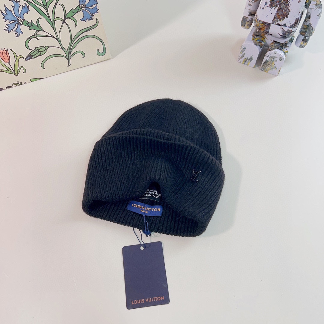 Louis Vuitton Unisex LV Ahead Beanie One Size Black Cashmere Initials