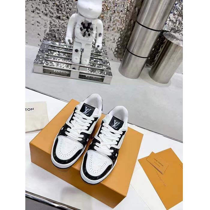 Louis Vuitton Unisex LV Trainer Sneaker Black Mini Monogram Embossed Calf Leather
