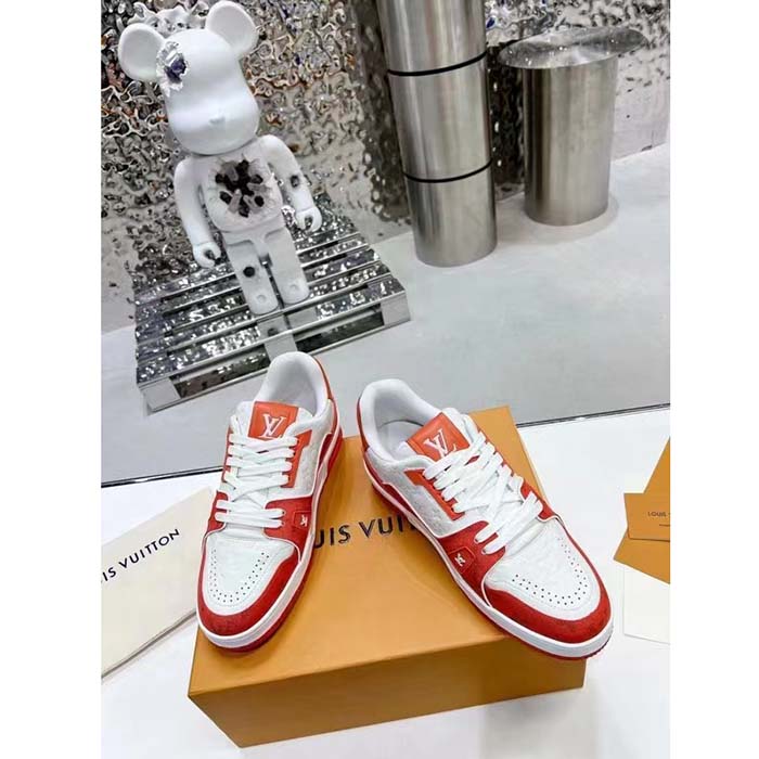 Louis Vuitton Unisex LV Trainer Sneaker Orange Mini Monogram Embossed Calf Leather