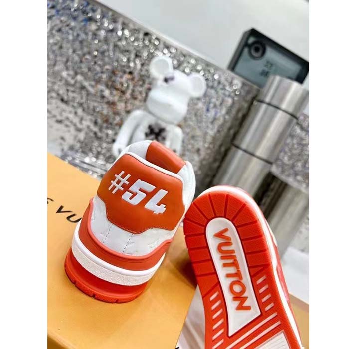 Louis Vuitton Unisex LV Trainer Sneaker Orange Mini Monogram Embossed Calf Leather
