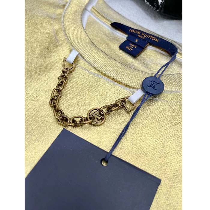 Louis Vuitton Men LV Metallic Wash T-Shirt Cotton Gold Regular Fit