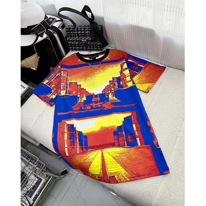 Louis Vuitton Women LV Salk Institute Print T-Shirt Cotton Multicolor Regular Fit