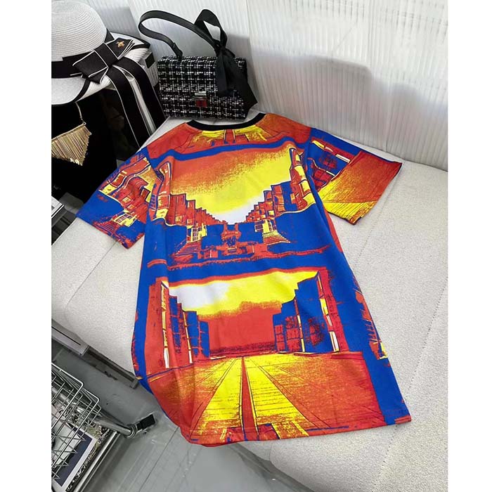 Louis Vuitton Women LV Salk Institute Print T-Shirt Cotton Multicolor Regular Fit