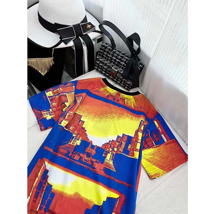 Louis Vuitton Women LV Salk Institute Print T-Shirt Cotton Multicolor Regular Fit