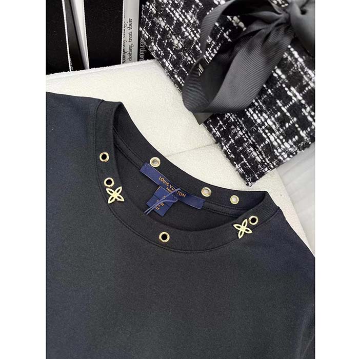 Louis Vuitton Men LV Side Strap T-Shirt Cotton Black Regular Fit