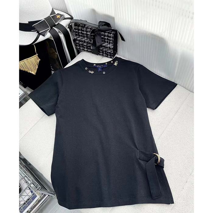 Louis Vuitton Men LV Side Strap T-Shirt Cotton Black Regular Fit