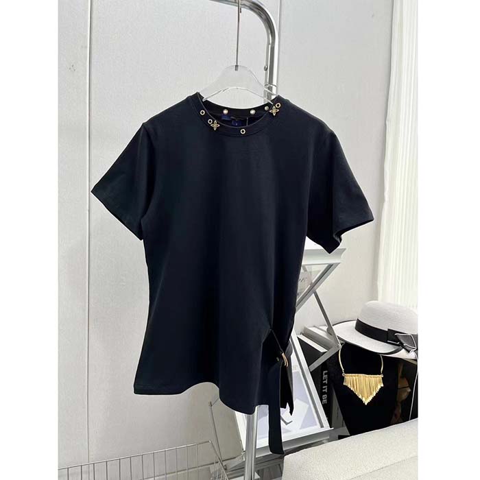 Louis Vuitton Men LV Side Strap T-Shirt Cotton Black Regular Fit