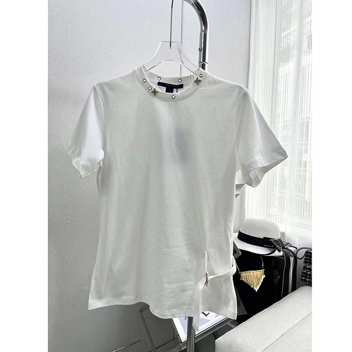 Louis Vuitton Men LV Side Strap T-Shirt Cotton White Regular Fit