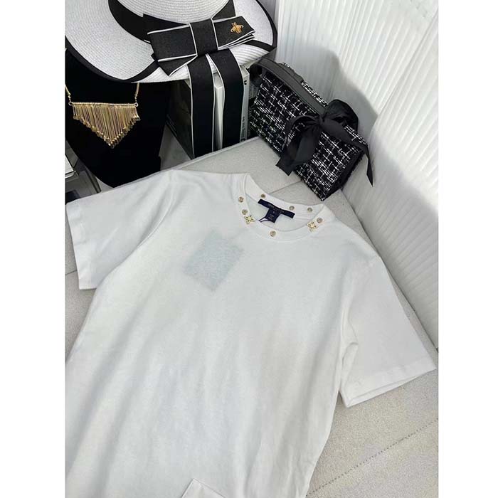 Louis Vuitton Men LV Side Strap T-Shirt Cotton White Regular Fit