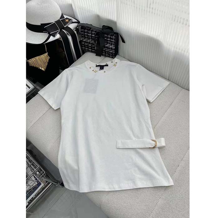 Louis Vuitton Men LV Side Strap T-Shirt Cotton White Regular Fit