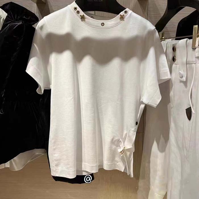 Louis Vuitton Men LV Side Strap T-Shirt Cotton White Regular Fit