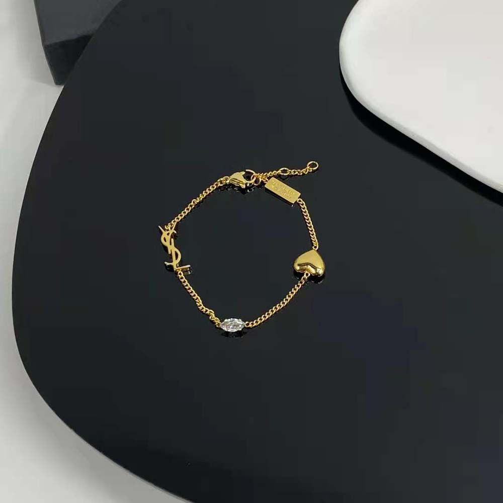 Saint Laurent YSL Women Opyum Heart Charm Bracelet in Metal