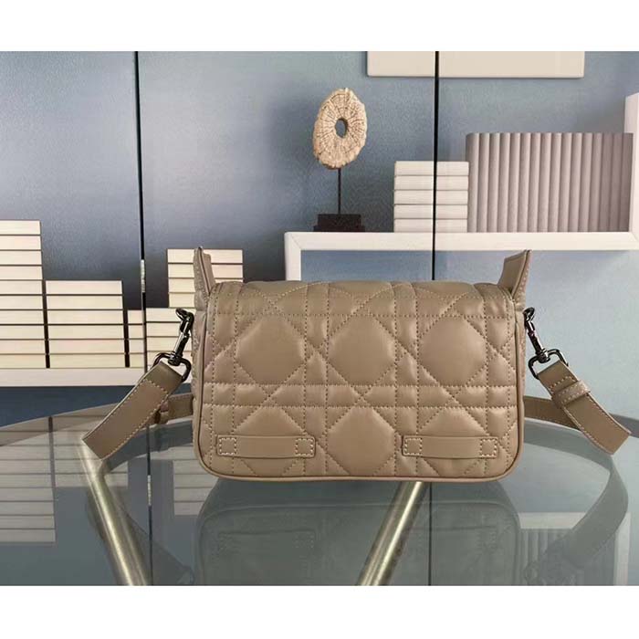 Dior Unisex CD Small Diorcamp Bag Hazelnut Macrocannage Calfskin