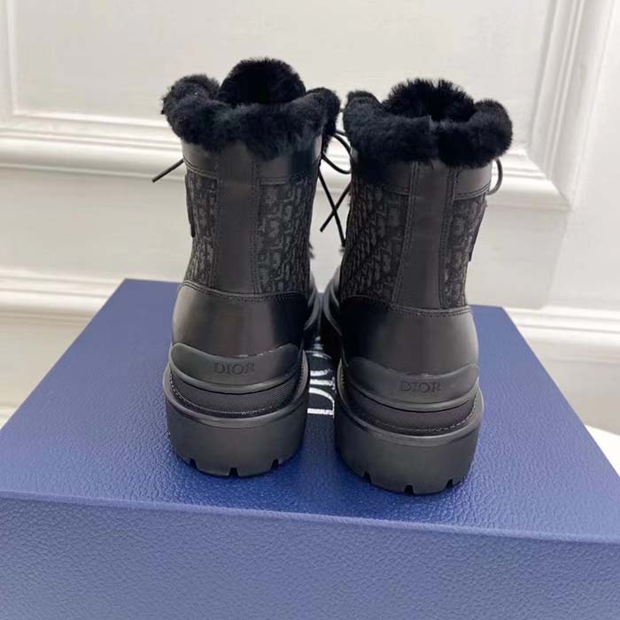 Dior Unisex Dior Explorer Ankle Boot Black Smooth Calfskin Oblique Jacquard