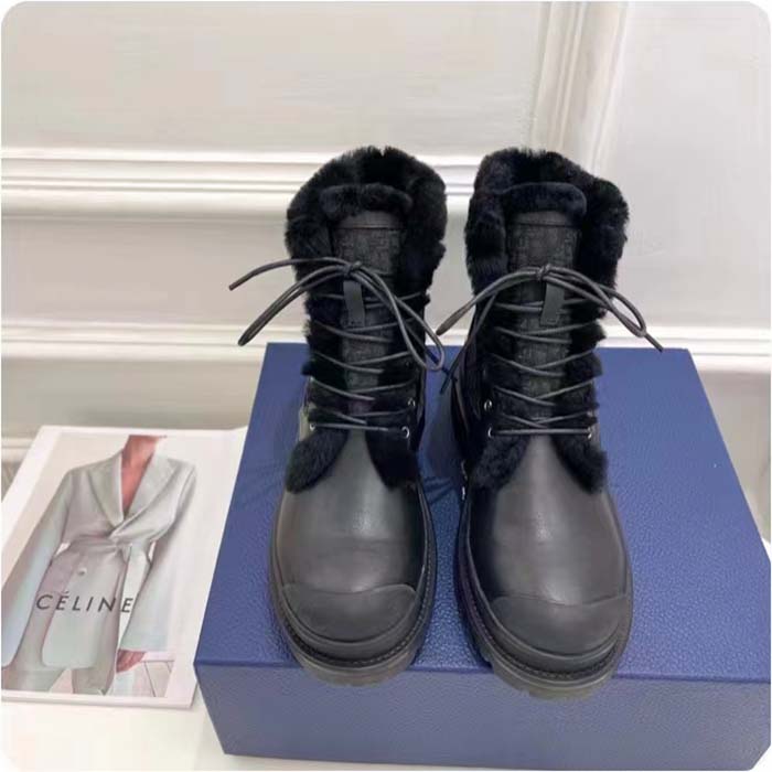 Dior Unisex Dior Explorer Ankle Boot Black Smooth Calfskin Oblique Jacquard