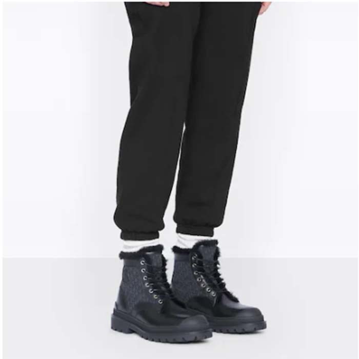 Dior Unisex Dior Explorer Ankle Boot Black Smooth Calfskin Oblique Jacquard