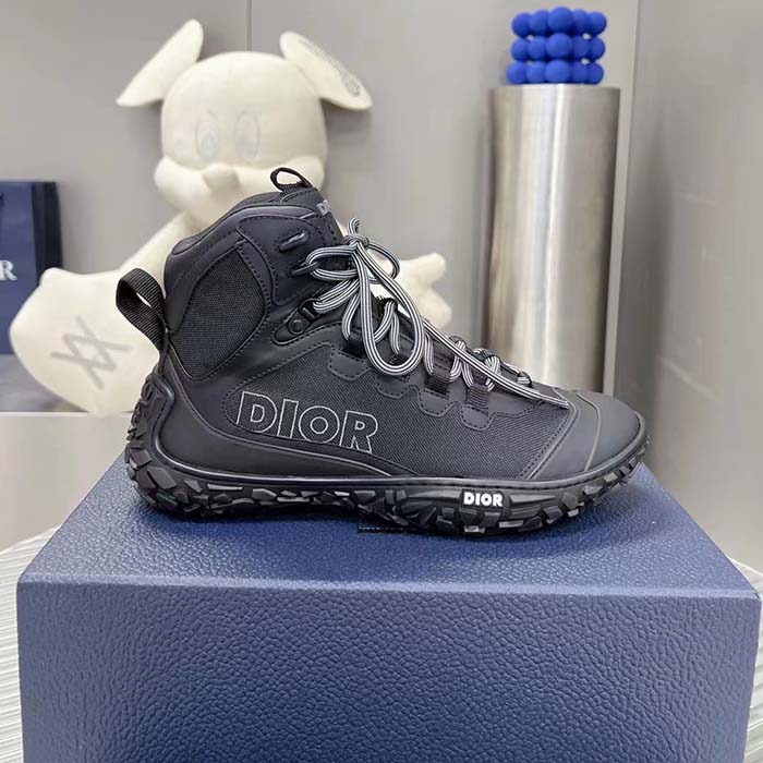 Dior Unisex Shoes CD Diorizon Hiking Boot Black Technical Mesh Black Rubber