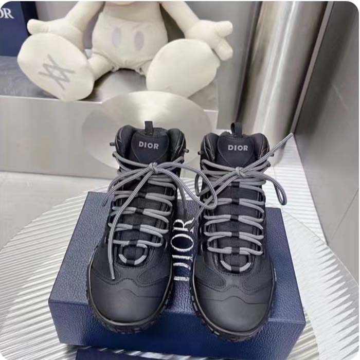 Dior Unisex Shoes CD Diorizon Hiking Boot Black Technical Mesh Black Rubber