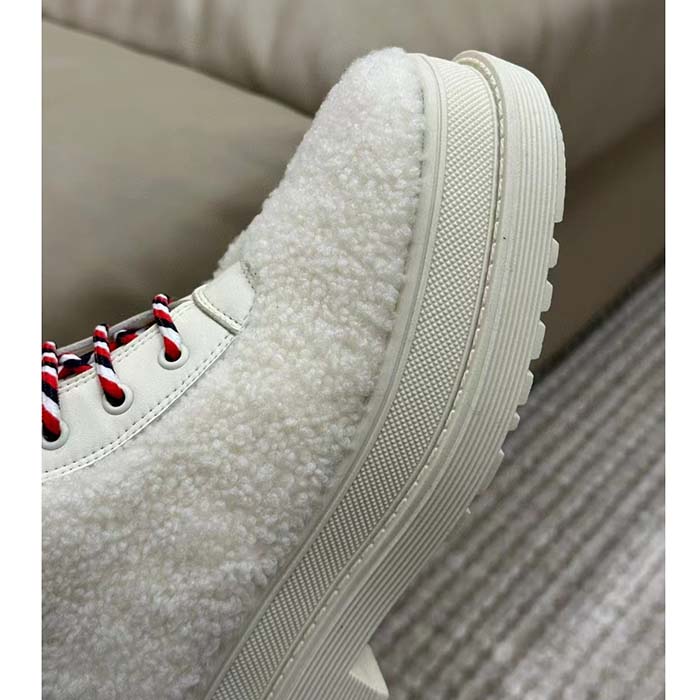 Dior Women CD Dior DiorAlps Ankle Hike Boot White Calfskin Shearling