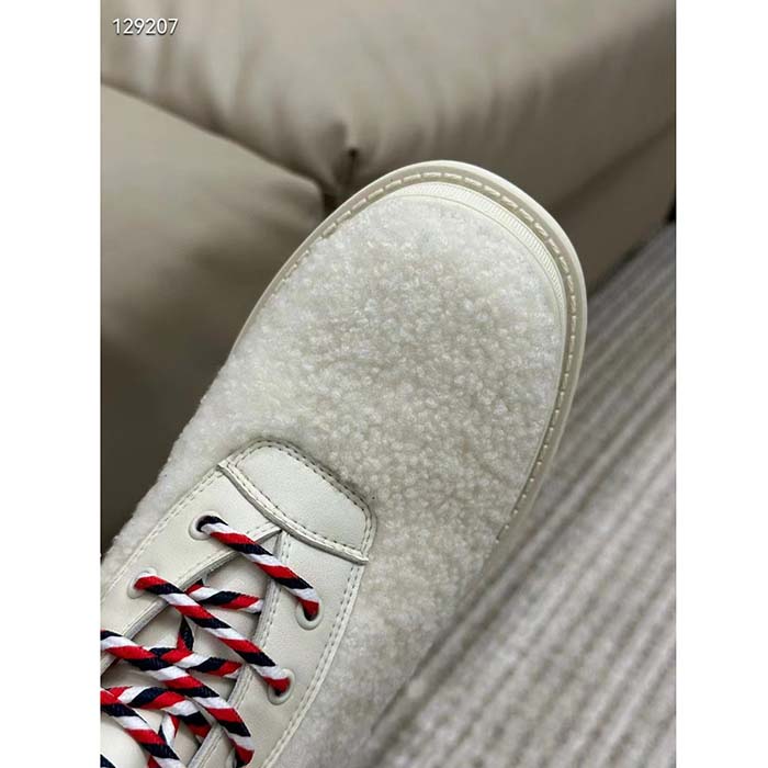 Dior Women CD Dior DiorAlps Ankle Hike Boot White Calfskin Shearling