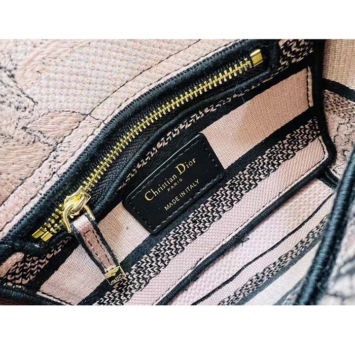 Dior Women CD Medium Lady D-Lite Bag Powder Pink Jardin Botanique Embroidery
