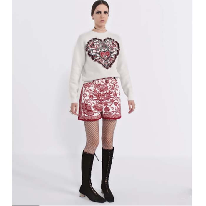 Dior Women CD Sweater Ecru Technical Cashmere Wool Knit Dior Bandana Motif