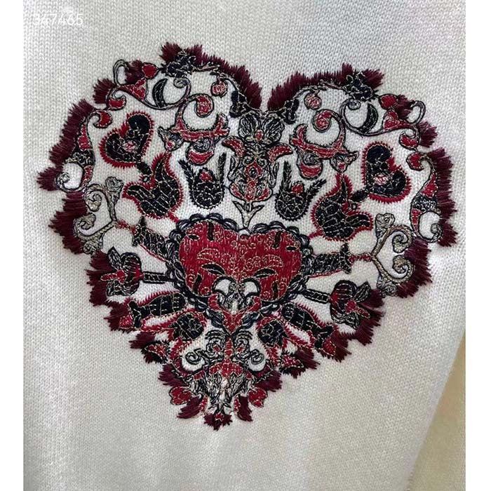 Dior Women CD Sweater Ecru Technical Cashmere Wool Knit Dior Bandana Motif