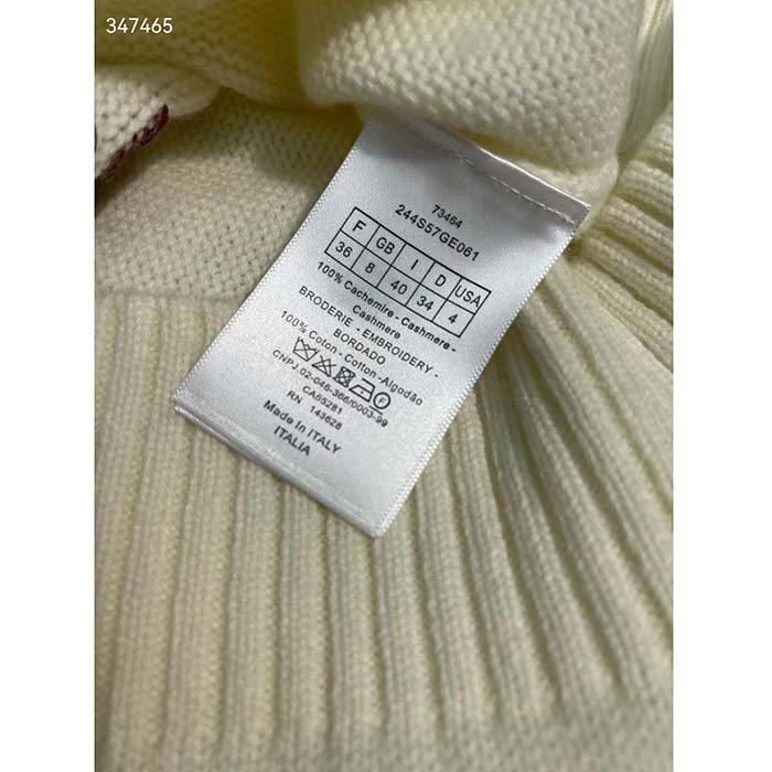 Dior Women CD Sweater Ecru Technical Cashmere Wool Knit Dior Bandana Motif