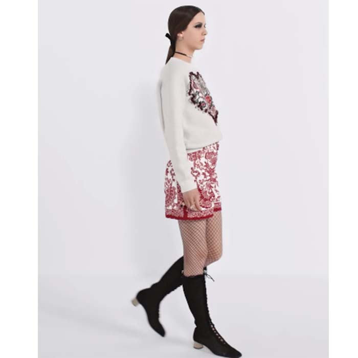 Dior Women CD Sweater Ecru Technical Cashmere Wool Knit Dior Bandana Motif