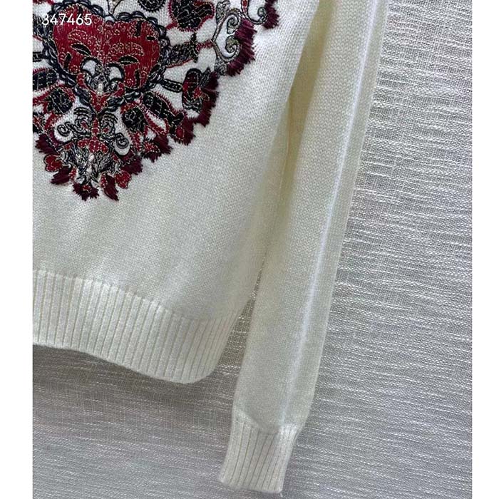 Dior Women CD Sweater Ecru Technical Cashmere Wool Knit Dior Bandana Motif