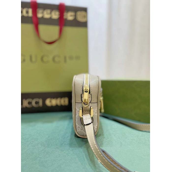 Gucci GG Women Ophidia GG Mini Bag Beige Ebony GG Supreme Canvas