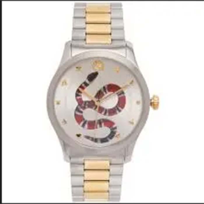 Gucci Unisex GG G-Timeless Watch 38mm Colored Snake Steel Yellow Gold PVD Bracelet