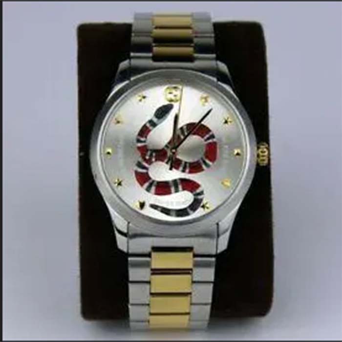 Gucci Unisex GG G-Timeless Watch 38mm Colored Snake Steel Yellow Gold PVD Bracelet