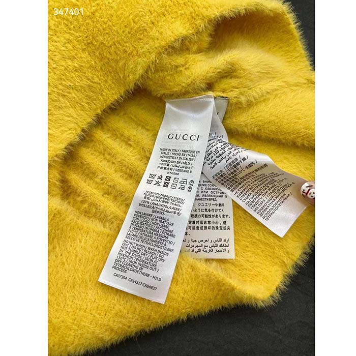 Gucci Men GG Adidas x Gucci Cable Knit Top Yellow Polyamide Trefoil Crewneck Short Sleeves
