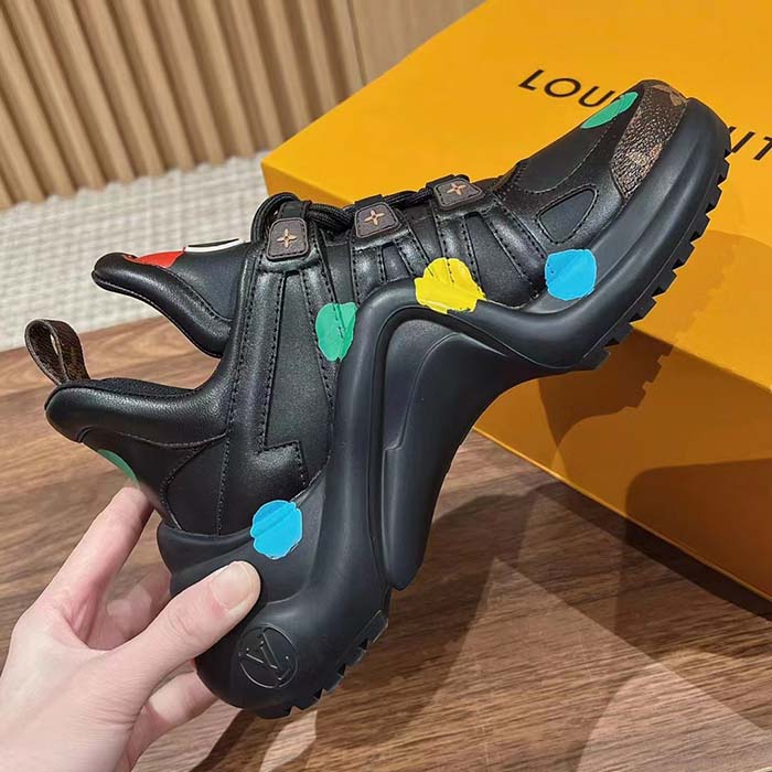 Louis Vuitton Unisex LV x YK Archlight Sneaker Black Calf Leather Oversized Rubber Outsole