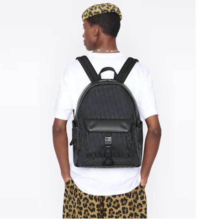 Dior Unisex CD Dior Explorer Backpack Beige Black Dior Oblique Jacquard