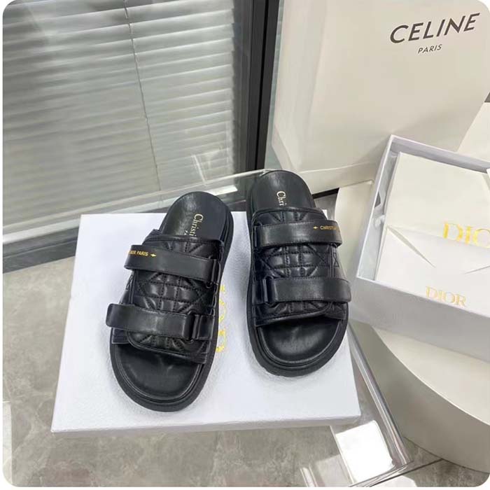 Dior Unisex CD Dio(r)Evolution Slide Black Quilted Cannage Calfskin