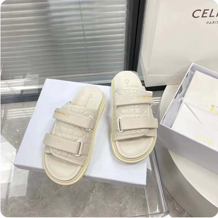 Dior Unisex CD Dio(r)Evolution Slide White Quilted Cannage Calfskin