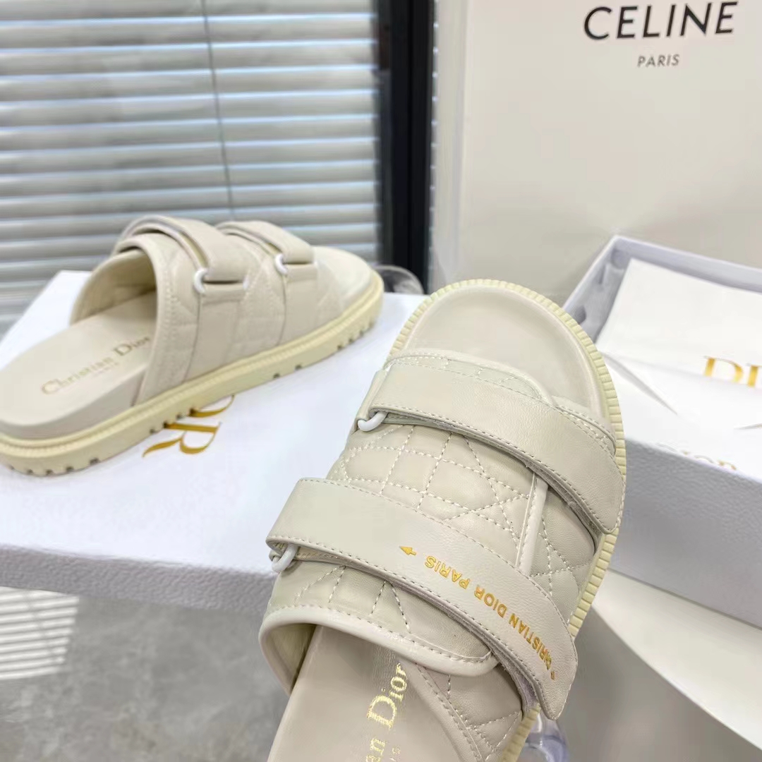 Dior Unisex CD Dio(r)Evolution Slide White Quilted Cannage Calfskin