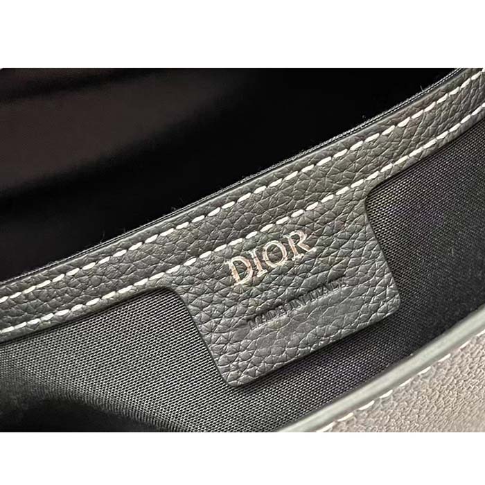 Dior Unisex CD Gallop Backpack Black Grained Calfskin Flap Front Saddle Flap