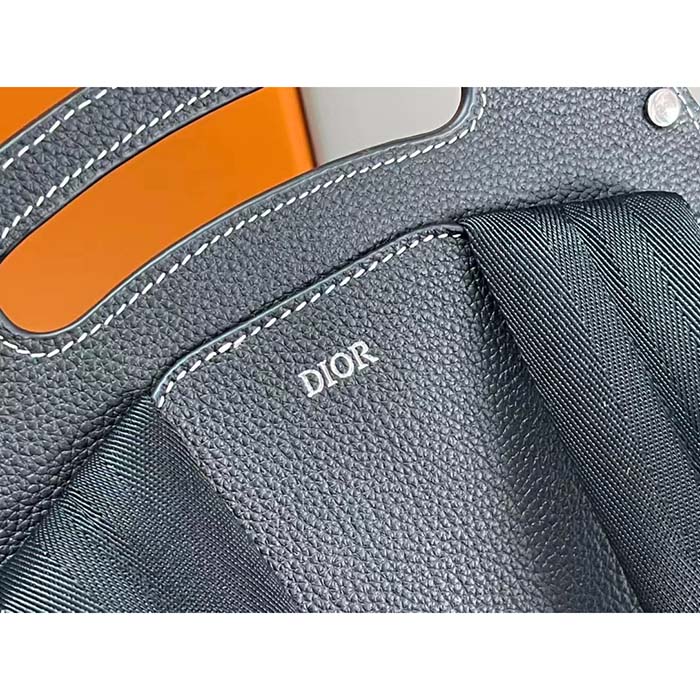 Dior Unisex CD Gallop Backpack Black Grained Calfskin Flap Front Saddle Flap
