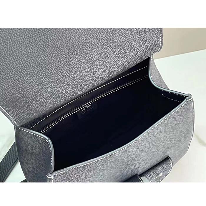 Dior Unisex CD Gallop Backpack Black Grained Calfskin Flap Front Saddle Flap